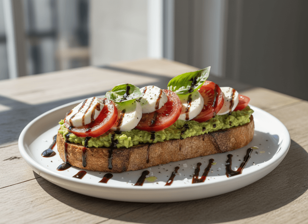 gourmet-caprese-avocado-toast-balsamic-glaze