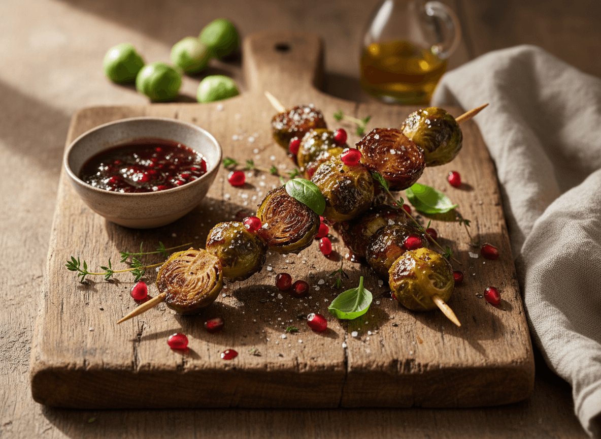 pomegranate-balsamic-brussels-skewers