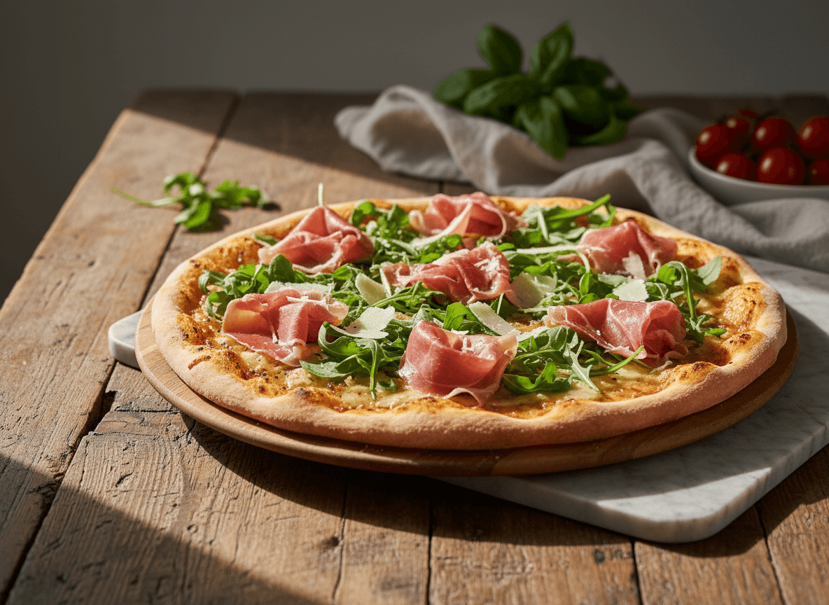 prosciutto-arugula-pizza-parmesan