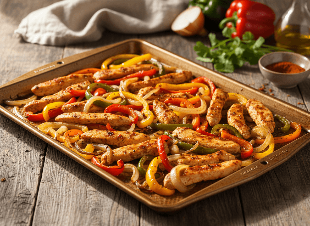 sheet-pan-chicken-fajitas-caramelized-peppers-onions