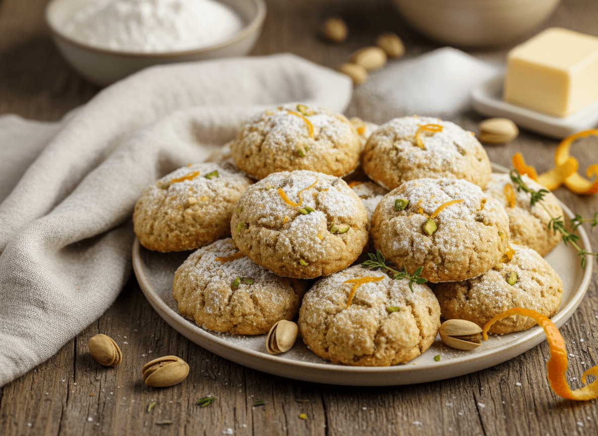 soft-orange-pistachio-snow-cookies